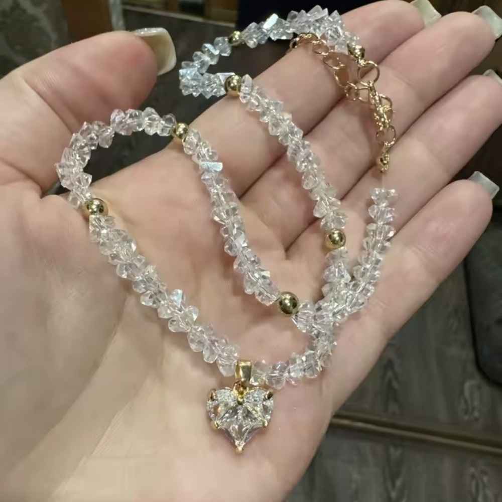Silver Heart Crystal Necklace - Picture 6 of 7